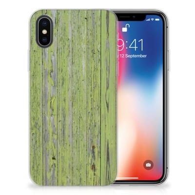 Apple iPhone X | Xs | Bumper Hoesje | Green Wood