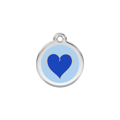 Coloured Heart Navy roestvrijstalen hondenpenning small/klein dia. 2 cm - Reddingo