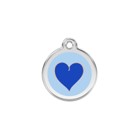 Coloured Heart Navy roestvrijstalen hondenpenning small/klein dia. 2 cm - Reddingo