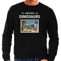 T-rex dinosaurus sweater / trui met dieren foto amazing dinosaurs zwart voor heren