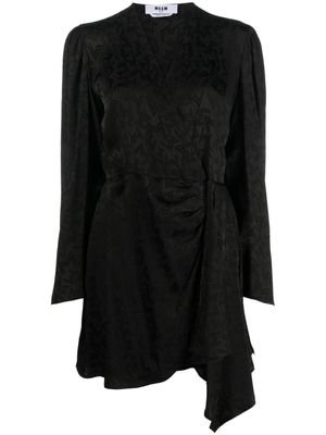 MSGM robe courte à imprimé monogrammé - Noir