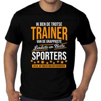 Grote maten Trotse trainer van de beste sporters cadeau t-shirt zwart voor heren Grote maten Trotse trainer van de beste sporters cadeau t-shirt zwart voor heren