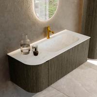 Badmeubel Mondiaz Kurve-Dlux | 115 cm cm | Meubelkleur Shadow | Wastafelkleur Opalo | Solid surface | Wasbak rechter zijde spoelbak | 1 kraangat