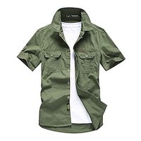 Voor heren Overhemd Zomer overhemd Overhemd met knopen Werkhemden Cargoshirt Zwart Geel Leger Groen blauw Khaki Korte mouw Effen Kraag Strijkijzer Casual Dagelijks Button-omlaag Kleding 100% katoen Lightinthebox - thumbnail