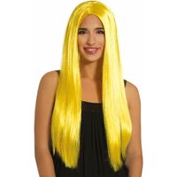 Carnaval verkleed pruik lang haar - geel - voor dames - one size - thumbnail