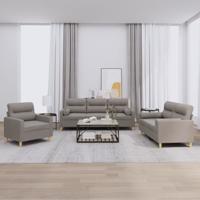 3-delige Loungeset met kussens stof taupe