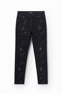 Push-up skinny jeans met verfprint - BLACK - 38