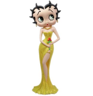 Betty Boop Met Bloemen In Een Gele Glitter Jurk
