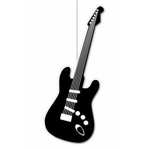 Hangdecoratie muziek thema gitaar - 42 x 16 cm - Feestartikelen/versiering - gitaren - karton