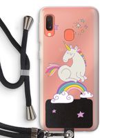Regenboog eenhoorn: Samsung Galaxy A20e Transparant Hoesje met koord