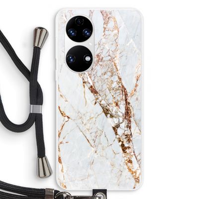 Goud marmer: Huawei P50 Transparant Hoesje met koord