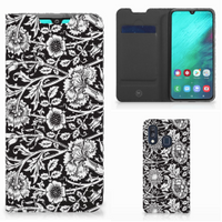 Samsung Galaxy A40 Smart Cover Black Flowers - thumbnail