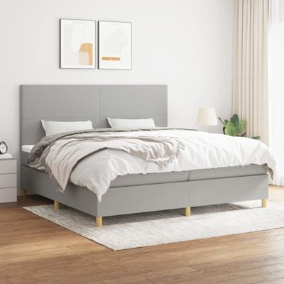 Boxspring met matras stof lichtgrijs 200x200 cm