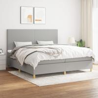 Boxspring met matras stof lichtgrijs 200x200 cm