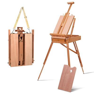 Schildersezel met Plank en Lade Kunstenaarsezel Beukenhout Draagbaar 71 x 114 x 183 cm Naturel