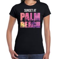 Sunset at Palm Beach zwart t-shirt / shirt zwart voor dames - thumbnail