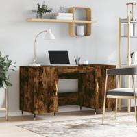Bureau 140x50x75 cm bewerkt hout gerookt eikenkleurig
