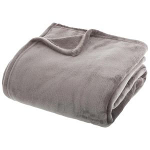 Fleece deken/fleeceplaid - betongrijs - 180 x 230 cm - polyester - bankdeken