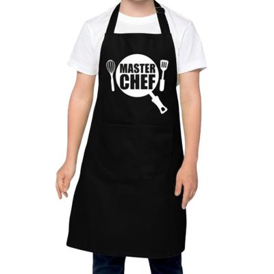 Keukenschort Master Chef - voor kinderen - zwart - jongens en meisjes - kook cadeau