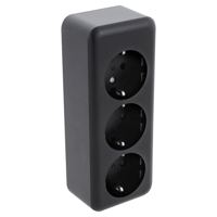 Q-Link Contactdoos | Opbouw | 3-voudig | Met Randaarde | Langwerpig | Zwart - 00.945.55