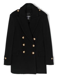 Balmain Kids manteau en laine mélangée à boutonnière croisée - Noir