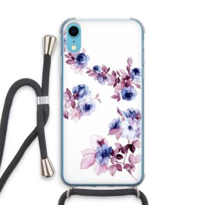 Waterverf bloemen: iPhone XR Transparant Hoesje met koord