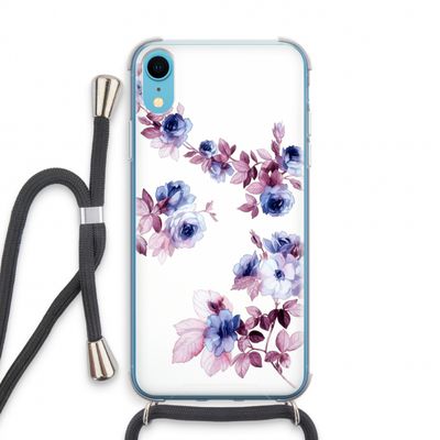 Waterverf bloemen: iPhone XR Transparant Hoesje met koord