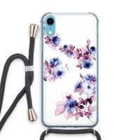 Waterverf bloemen: iPhone XR Transparant Hoesje met koord