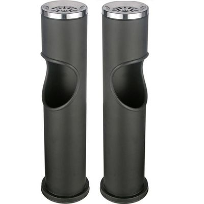 2x Zwarte staande asbak met uitneembare prullenbak 46,5 cm