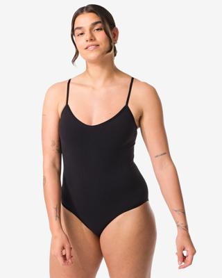 HEMA Licht corrigerende damesbody naadloos katoen zwart (zwart)