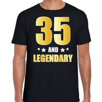 35 and legendary verjaardag cadeau t-shirt - zwart - gouden letters - heren - 35 jaar geworden