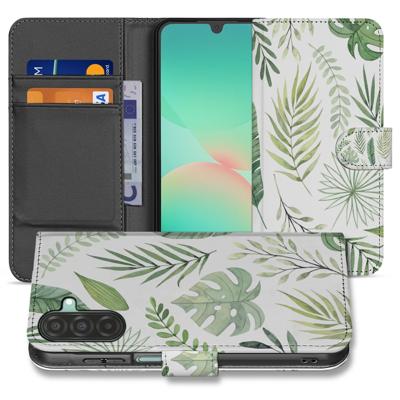 Samsung Galaxy A17 | Bookcase | Hoesje Leaves Lichtgroen Wit Met 3 Pasjes