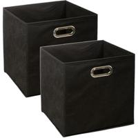 Opbergmand/kastmand zwart - Set van 2x stuks - linnen - 29 liter - 31 x 31 x 31 cm - Opbergbox - Vak