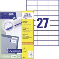 Avery-Zweckform 3479 Universele etiketten 70 x 32 mm Papier Wit 2700 stuk(s) Permanent hechtend Laser (kleur), Laser (zwart/wit) - thumbnail