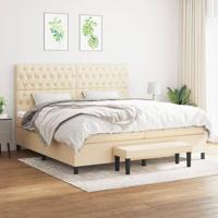 Boxspring met matras stof crèmekleurig 200x200 cm
