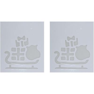 Kerst raamsjabloon slee - 2x - wit - 35 cm - raamdecoratie - kerstversiering