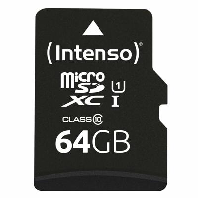 Micro SD geheugenkaart met adapter INTENSO 64 GB
