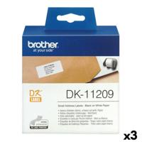 Printerlabels Brother DK-11209 Zwart/Wit 62 x 29 mm (3 Stuks)