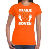 T-shirt oranje boven - voor dames - Koningsdag / Supporters kleding - Sex thema - Feestkleding