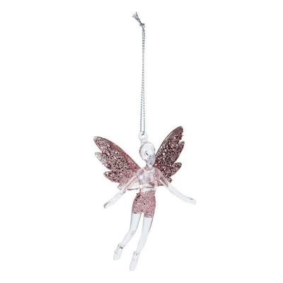 Ophangdecoratie Christmas Decoration Kerstboom Roze Engel Plastic 8 x 3 x 13 cm