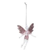 Ophangdecoratie Christmas Decoration Kerstboom Roze Engel Plastic 8 x 3 x 13 cm