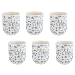 HAES DECO - Mokken set van 6 - Ø 6x8 cm / 100 ml - met Bloemen - Mok