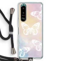 White butterfly: Sony Xperia 5 III Transparant Hoesje met koord