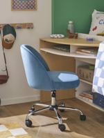 Fluwelen kinderbureaustoel op wieltjes blauw