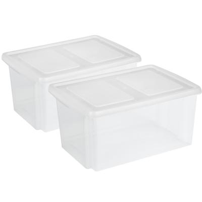 Sunware opslagboxen set - 2x stuks -51 liter - transparant - 59 x 39 x 29 cm - afsluitbare deksel