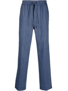 Brioni pantalon en lin à coupe droite - Bleu