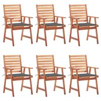 Tuinstoelen 6 st met kussens massief acaciahout