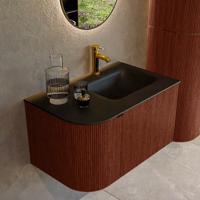 Badmeubel Mondiaz Kurve | 75 cm cm | Meubelkleur Ruby | Wastafelkleur Urban | Solid surface | Wasbak rechter zijde spoelbak | 1 kraangat