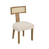 Eetkamerstoelen Keukenstoelen Met Rieten Rugleuning Gewatteerde Kussens En Houten Poten-Beige