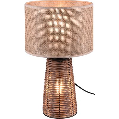 LED Tafellamp - Tafelverlichting - Trion Strado - E27 Fitting - Rond - Mat Bruin - Hout